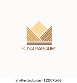 Vector logo design template for Parquet, Laminate, flooring. Crown sign