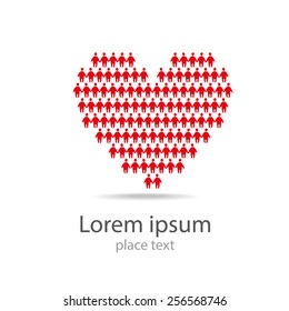 Vector logo design template. People with heart. Concept for social network, team work, partnership, friends, business cooperation, and etc.
