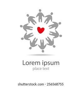 Vector logo design template. People with heart. Concept for social network, team work, partnership, friends, business cooperation, and etc.