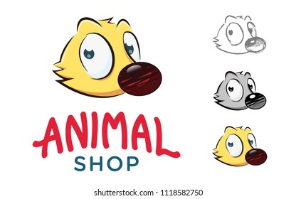 Vector logo design template for pet shops, veterinary clinics and animal shelters. Vector logo template with cartoon logo illustration.