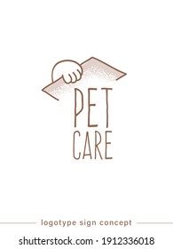 Vector logo design template for pet shops or veterinary clinics - mono line pet paw for websites and prints.
