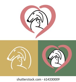 Vector logo design template for pet care, shops, veterinary clinics and animal shelters homeless. Dog and cat symbol.