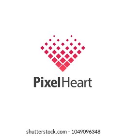 Vector logo design template. Pixel Heart