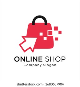 Vector logo design template. pointer symbol and shopping bag. Abstract concept for online store. Online shop Idea logo design inspiration