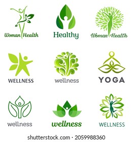 Vector logo design template. Set of for health, wellness, diet and healthy lifestyle.