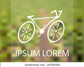 Vector logo design template. Silhouette of bicycle on blured background.