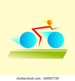 Vector logo design template. Silhouette of racing cyclist. Retro and vintage illustration. Cycling road, summer sports icons.