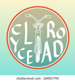 Vector logo design template. Silhouette of bicycle on retro and vintage style. Club emblem or badget.