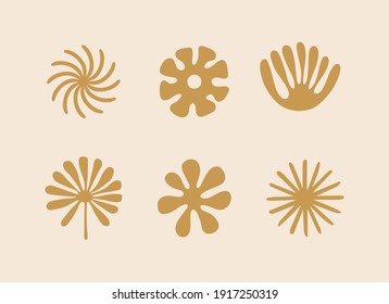 Vector logo design template in simple minimal style with hand-drawn leaves - abstract emblems for organic, handmade and craft products 