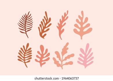 Vector logo design template in simple minimal style with hand-drawn leaves - abstract emblems for organic, handmade and craft products 