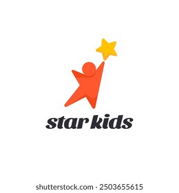 Vector logo design template. Logo of a small child reaching for a star. Abstract hope sign.