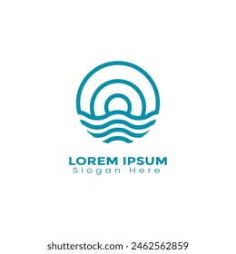 Vector logo design template. Sun and Sea sign.