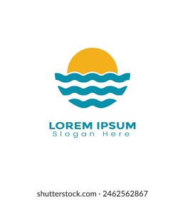 Vector logo design template. Sun and Sea sign.