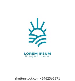 Vector logo design template. Sun and Sea sign.