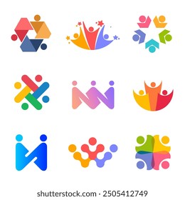 Vector logo design template. Teamwork abstract icon set.