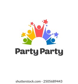 Vector logo design template. Teamwork abstract icon. Party sign.