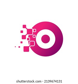 Vector logo design template technology letter o pixel