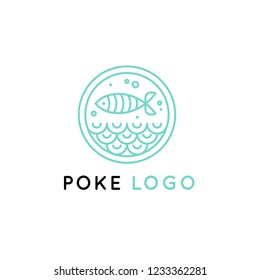 Vector logo design template logo design in trendy linear style - poke bowl - emblem for food delivery, menu, restaurant, cafe