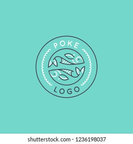 Vector logo design template logo design in trendy linear style - poke bowl - emblem for food delivery, menu, restaurant, cafe