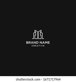 Vector logo design template in trendy minimal linear style - interior design concept - furniture and home and buildings decoration items