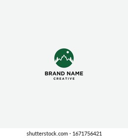 Vector of logo design template in trendy linear style - landscape illustrations with mountains, travel badges and prints