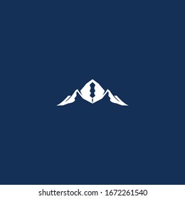 Vector of logo design template in trendy linear style - landscape illustrations with mountains, travel badges and prints
