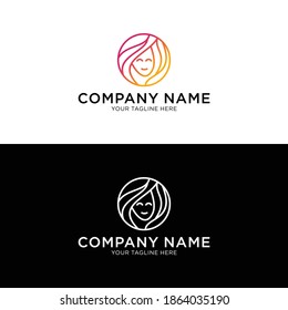 Vector logo design template in trendy linear style - woman's face - abstract emblem for cosmetics and beauty products	