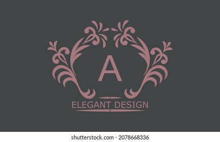 Vector logo design template in trendy linear style. Floral monogram with libero A, place for text or letter. Emblem of fashion, beauty and jewelry industry, business