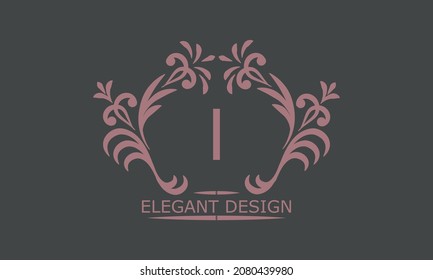 Plantilla de diseño de logotipo vectorial en estilo lineal de moda. Monograma floral con letra I, lugar para texto o letra. Emblema de la industria de la moda, la belleza y la joyería, los negocios
