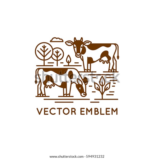 Vector Logo Design Template Trendy Linear Animals Wildlife