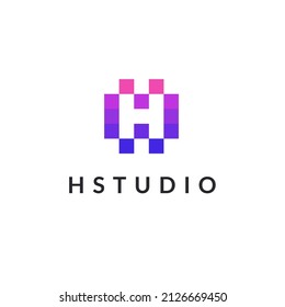 Vector logo design template. Unusual geometric letter H.