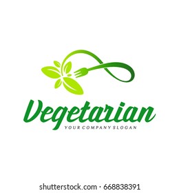 Vector logo design template. Vegetarian food sign. Infinity.