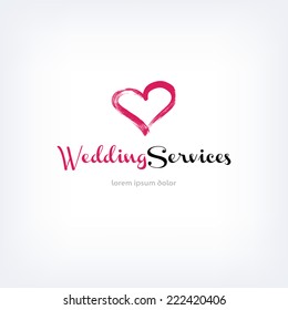 Vector logo design template - wedding services - hand painted heart