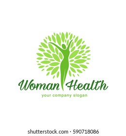 Vector Logo Design Template. Wellness And Woman Health