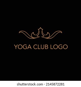 Vector logo design templates and emblems in trendy linear style in golden colors on black background for floral and natural cosmetics concepts, spa, beauty salons and for alternative purpuses
