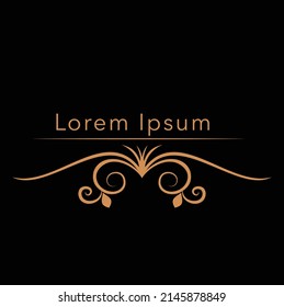 Vector logo design templates and emblems in trendy linear style in golden colors on black background for floral and natural cosmetics concepts, spa, beauty salons and for alternative purposes