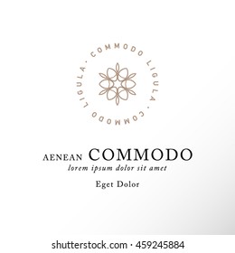 Vector logo design templates and emblems in trendy linear style in golden colors on white background - floral and natural cosmetics concepts and alternative medicine symbols