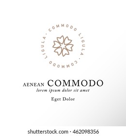 Vector logo design templates and emblems in trendy linear style in golden colors on white background - floral and natural cosmetics concepts and alternative medicine symbols