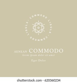 Vector logo design templates and emblems in trendy linear style in silver colors on white background - floral and natural cosmetics concepts and alternative medicine symbols