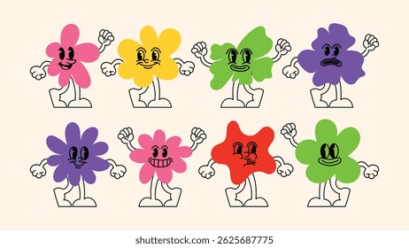 Vector logo design templates and graphic elements for advertising campaigns, branding projects, posters and banners, with funny cartoon characters, smiling mascots, abstract stickers and clean line ic