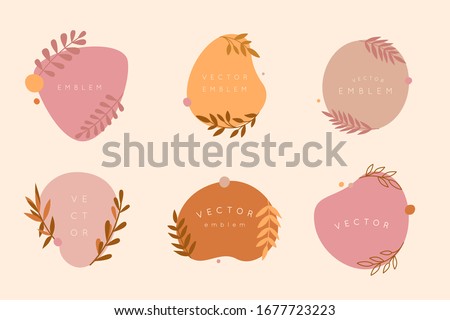 Vector logo design templates in simple minimal style - floral frame with copy space for text or letters - abstract background for social media posts and stories