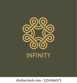 Vector  logo design templates in trendy linear style in golden colors.