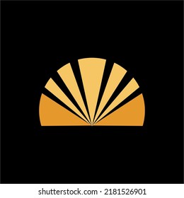 Vector logo design template.Sunset in a collection of abstract triangles illustration.