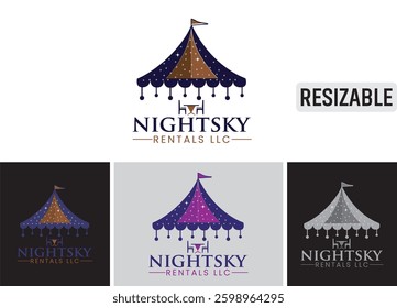 Vector logo design for a TENT rental company,
Rental company logo combo file, Editable logo vector design, unique rental company logo.
