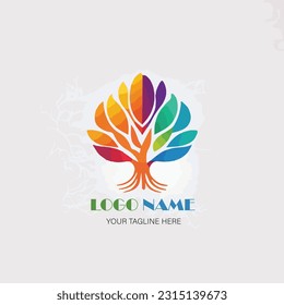 diseño de logotipo vectorial con árbol de vida aislado