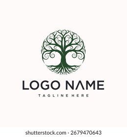 vector logo design tree roots branches abstract. creative logo