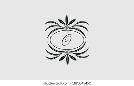 Vector logo design in trendy linear style. Floral monogram with the letter O in the center or space for the text of the letter - an emblem for fashion, beauty and jewelry industry, business