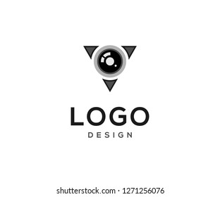 Vector logo design, triangle lens icon