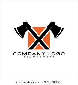 Vector logo design of two crossed axes.