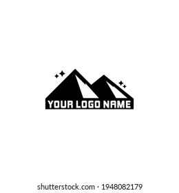 Vector logo design of two mountain or hill and star with black and white color. This logo is fit for brand mountain, brand apparel, brand equipment hiking,etc.